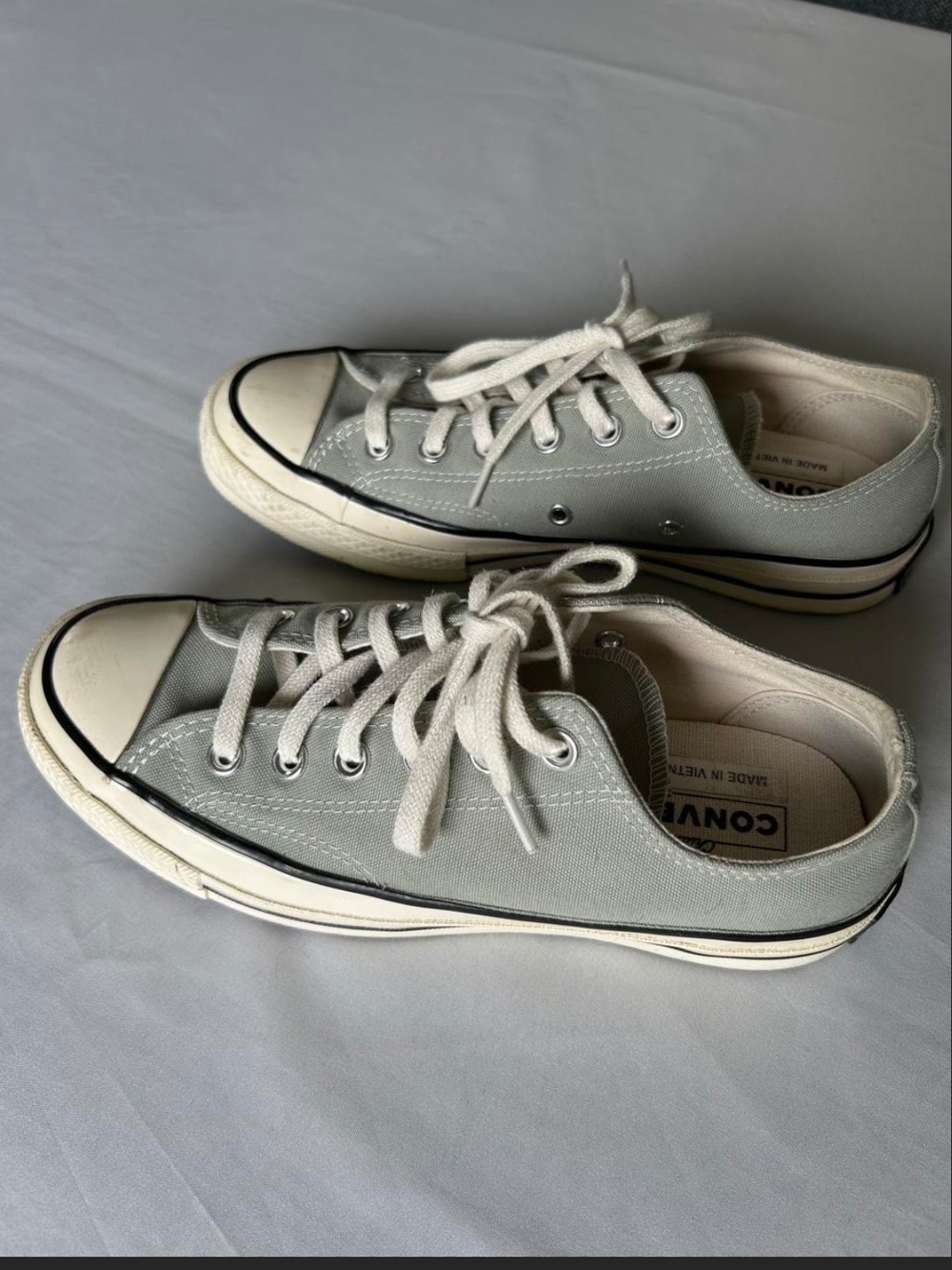 Converse Low Top Canvas Sneakers in Light Gray and White